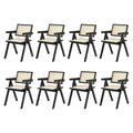 Oikiture Set of 2 Rattan Dining Chairs - Black