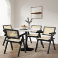 Oikiture Set of 2 Rattan Dining Chairs - Black