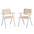Oikiture Dining Chairs Rattan Chair - White / 2