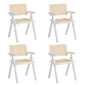 Oikiture Dining Chairs Rattan Chair - White / 4