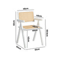 Oikiture Dining Chairs Rattan Chair - White / 4