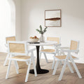 Oikiture Dining Chairs Rattan Chair - White / 4