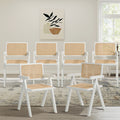 Oikiture Dining Chairs Rattan Chair - White / 6