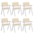 Oikiture Dining Chairs Rattan Chair - White / 6
