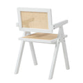 Oikiture Dining Chairs Rattan Chair - White / 6