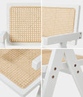 Oikiture Dining Chairs Rattan Chair - White / 6