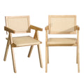 Oikiture Set of 2 Rattan Dining Chairs - Natural