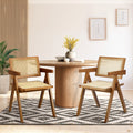 Oikiture Set of 2 Rattan Dining Chairs - Walnut