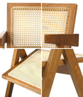 Oikiture Set of 2 Rattan Dining Chairs - Walnut