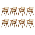 Oikiture Set of 2 Rattan Dining Chairs - Walnut