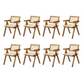Oikiture Set of 2 Rattan Dining Chairs - Walnut