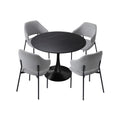 Oikiture Dining Table Round Table Sherpa Dining Chairs - Grey & Black