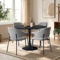 Oikiture Dining Table Round Table Sherpa Dining Chairs - Grey & Black