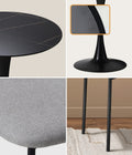 Oikiture Dining Table Round Table Sherpa Dining Chairs - Grey & Black