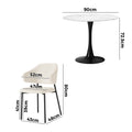Oikiture Dining Table Round Table Sherpa Dining Chairs - White & Black