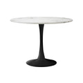 Oikiture Dining Table Round Table Sherpa Dining Chairs - White & Black