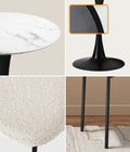 Oikiture Dining Table Round Table Sherpa Dining Chairs - White & Black