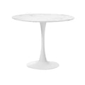 Oikiture Dining Table Round Table Sherpa Dining Chairs - White & Gold