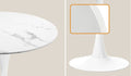 Oikiture Dining Table Round Table Sherpa Dining Chairs - White & Gold
