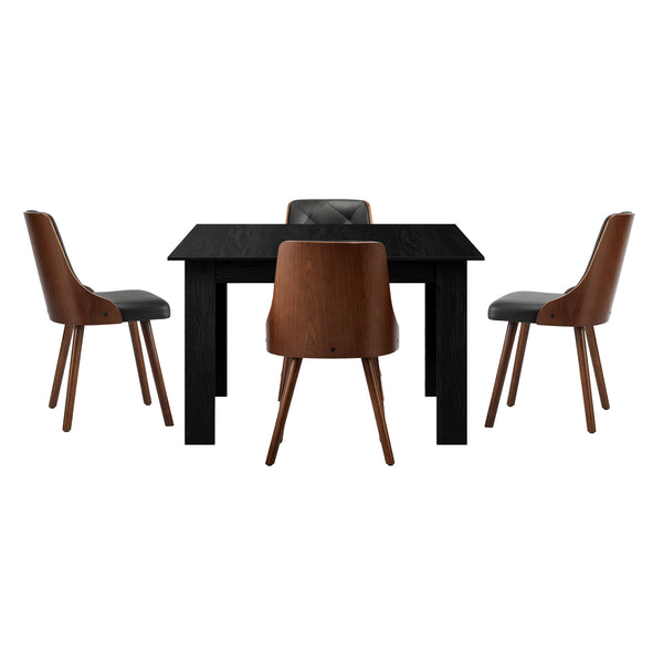 Oikiture 160cm Extendable Dining Table and Chairs Set - Black