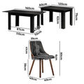 Oikiture 160cm Extendable Dining Table and Chairs Set - Black