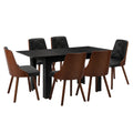 Oikiture 160cm Extendable Dining Table and Chairs Set - Black