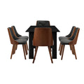 Oikiture 160cm Extendable Dining Table and Chairs Set - Black