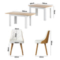 Oikiture 160cm Extendable Dining Table and Chairs Set - White