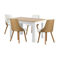 Oikiture 160cm Extendable Dining Table and Chairs Set - White