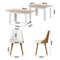 Oikiture 160cm Extendable Dining Table and Chairs Set - White