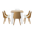 Oikiture 160cm Extendable Dining Table and Chairs Set - White