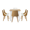 Oikiture 160cm Extendable Dining Table and Chairs Set - White