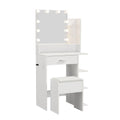 Oikiture Small Dressing Table Set with LED Lighted Makeup Mirror White