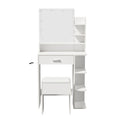 Oikiture Small Dressing Table Set with LED Lighted Makeup Mirror White