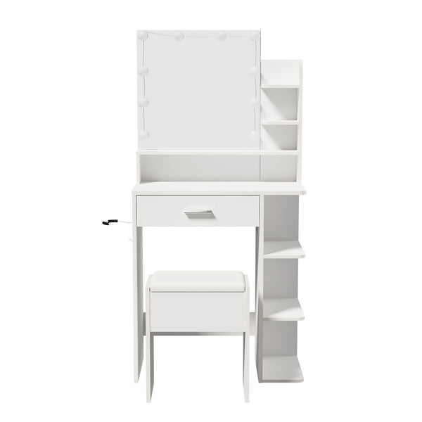 Oikiture Small Dressing Table Set with LED Lighted Makeup Mirror White - product image 3