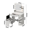 Oikiture Small Dressing Table Set with LED Lighted Makeup Mirror White