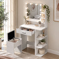 Oikiture Small Dressing Table Set with LED Lighted Makeup Mirror White