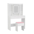 Oikiture Touch Control Dressing Table Set with LED Mirror & Charging Station White