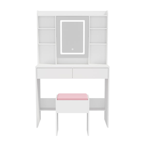 Oikiture Touch Control Dressing Table Set with LED Mirror & Charging Station White - product image 3