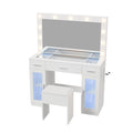 Oikiture Dressing Table Set with LED Bulbs & Drawers White