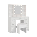 Oikiture Dressing Table Set with LED Bulbs & 7 Drawers White
