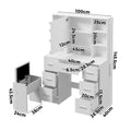 Oikiture Dressing Table Set with LED Bulbs & 7 Drawers White