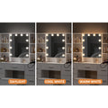 Oikiture Dressing Table Set with LED Bulbs & 7 Drawers White