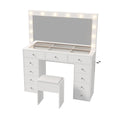 Oikiture Dressing Table Set LED Lights with 11 Drawers White