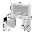 Oikiture Dressing Table Set LED Lights with 11 Drawers White