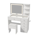 Oikiture Make Up Table Set with LED Lights & 5 Drawers White