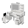 Oikiture Make Up Table Set with LED Lights & 5 Drawers White