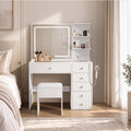 Oikiture Make Up Table Set with LED Lights & 5 Drawers White