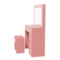 Oikiture Make Up Dressing Table Set LED Lights 4 Drawers Pink