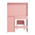 Oikiture Make Up Dressing Table Set LED Lights 4 Drawers Pink